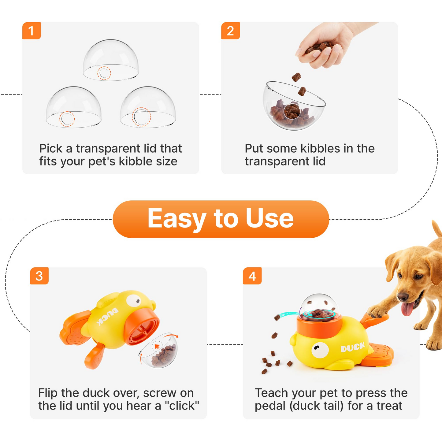 Duck Dog Puzzle Toy – Interactive Slow Feeder Treat Dispenser